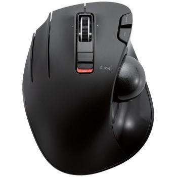 ELECOM-Japan Brand- Wireless Trackball Mouse for Left Hand, Thumb Operated Model, Ergonomic Grip, Tilt Function, 6 Buttons, Black / M-XT4DRBK