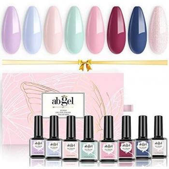 Esmalte de uñas de gel UV Angel, 8 colores, juego de regalo, colección natural desnuda, serie elegante clásica, púrpura, pastel, azul, verde, rojo, purpurina, rosa
