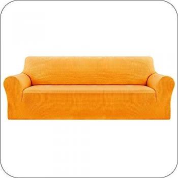 UMI. by Amazon Funda Sofa Suave Elastica de Color Liso 3 Plazas Amarillo