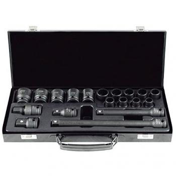JBM Set de 19 Piezas de Impacto de 1/2 con 14 Vasos de 12 Cantos + Adaptadores 53531