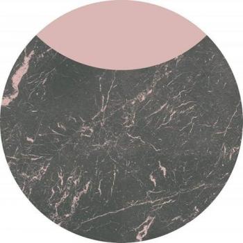 Papel Pintado Autoadhesivo Redondo Komar Stripe Marmor, 125x125 cm, Textura Gris y Rosa