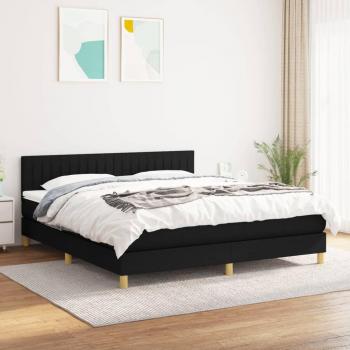 Cama box spring con colchón negro 180x200 cm en tela