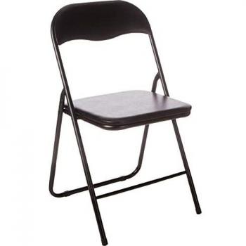 Silla Plegable Acolchada Perel FP168B - Resistente a Intemperies, Soporta 150 kg, Color Negro