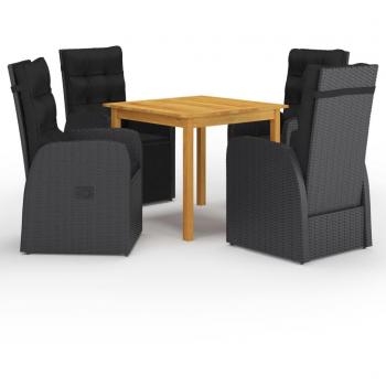 Juego de comedor para jardín 5 piezas negro vidaXL