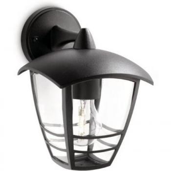 Philips Lighting myGarden Creek Aplique de exterior, con brazo, casquillo gordo E27, bombilla no incluida, resistente a la intemperie, IP44, negro, 24 cm