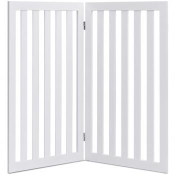 Cerca Plegable para Mascotas de Madera Costway, 2 Paneles, Giratoria a 360°, Barrera Expandible, Altura 89 cm, Color Blanco