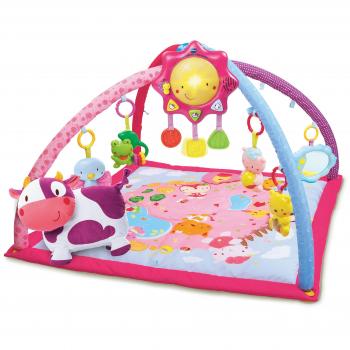 Alfombra de Juego Evolutiva Lumi para Bebés con Música y Peluche Vaca Rosa