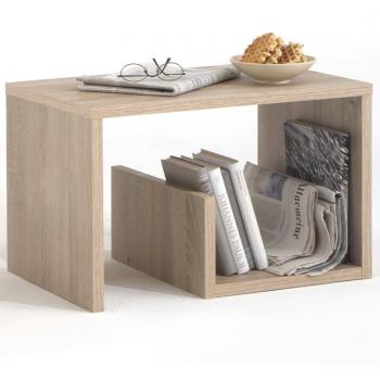 Mesa de Centro 2 en 1 FMD color Roble, dimensiones 59x36x38 cm, también disponible en Blanco y Roble arena, adecuada como Mesita de Salón, Comedor o Auxiliar
