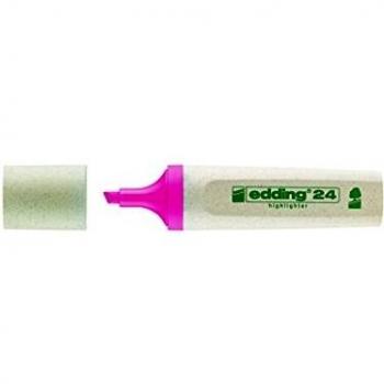 edding 24-009 - Caja con 10 marcadores fluorescentes con punta biselada, grosor de trazo 2-5 mm, color rosa