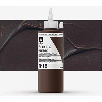 VALLEJO ACRYLIC STUDIO, PINTURA ACRÍLICA, 200ML, SOMBRA TOSTADA
