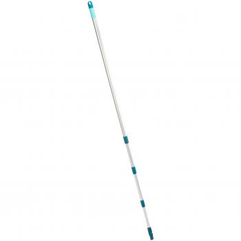 Leifheit Palo de acero, palo telescópico de 130 a 400 cm con conexión Click System, palo extensible de limpieza con cabezal antideslizamiento