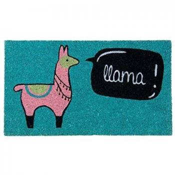 Fisura DM0693 Felpudo Original y Divertido Entrada Casa Rectangular 'Llama' 70 X 40cm, Antideslizante, PVC, Coco