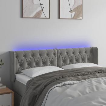 Cabecero LED de Terciopelo Gris Claro 163x16x78/88 cm