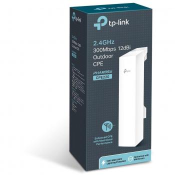ACCESS POINT TP-LINK CPE220 Inalámbrico 2.4GHz 300Mbps Modos AP/Cliente/Repetidor/AP Router/AP Cliente Router WISP 2 RJ45 10/100 PoE Pasivo Incluido Exterior 5km