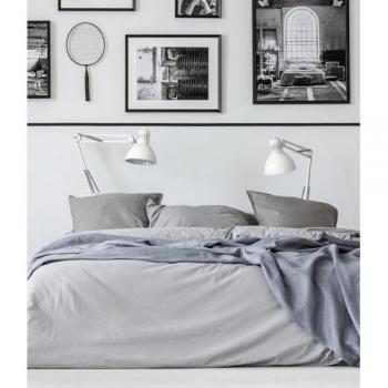 Funda Nórdica Elephant 100% Algodón Lavado Tacto Suave Gris 105 cm con Almohada y Perfume - Sin Encogimientos, No se Arruga, Reduce Alergias