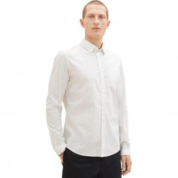 Camisa de hombre corte regular con microestampado en color blanco