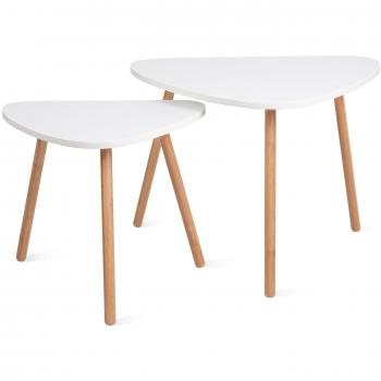 Homfa 2 Mesitas de café Mesa de Centro Mesa Auxiliar Blanco