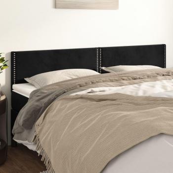 Cabecero de terciopelo negro 2 piezas 80x5x78/88 cm