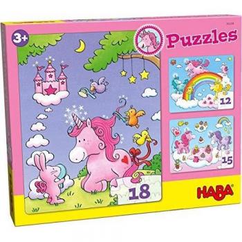Haba-300299 Puzzles Unicornio Destello Puzle Infantil, Multicolor