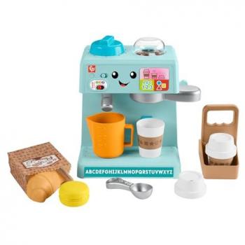 Fisher-Price Ríe y Aprende Máquina de Café con Accesorios de Cafetería, Juguete Educativo con Sonidos, para Bebés +1 Año, Versión Español + Portugués + Italiano + Inglés (HYT