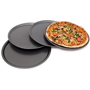 Relaxdays - Bandejas para Pizza, Material: Acero Carbono, Tamaño : 33 x 33 x 1 cm, 0.3 Kg