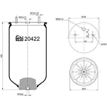 Fuelle de suspensión neumática FEBI BILSTEIN 20422 con resorte de aire