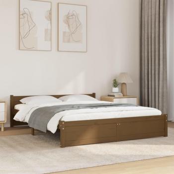 Estructura de cama king madera maciza marrón miel 150x200 cm