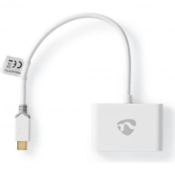 Adaptador USB-C a 2 USB-A - 0,20 m - USB 3.2 Gen 1 - 1000 Mbps - Blanco