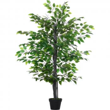 Ficus Artificial Outsunny 756 Hojas con Maceta Ø20x145 cm