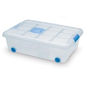 PLASTIC FORTE, Caja de almacenamiento, Multicolor, 31 litros, con ruedas