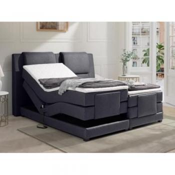 Pack Boxspring Completo con Cabecero, Somieres Eléctricos, Colchones y Cubrecolchón - 2x90x200 cm - Tela Antracita - Modelo CASTEL II de PALACIO
