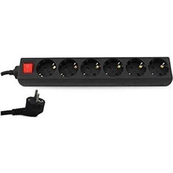 Evila - Base multiple 6t.con interruptor 3x15 15m negro
