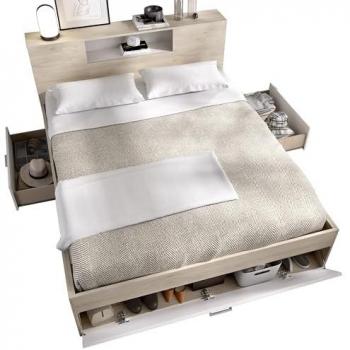 Cama Nido Compacta de Melamina Blanco/Natural 95 x 159.6 x 218.5 cm