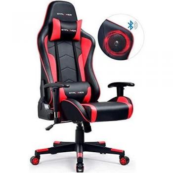 GTPLAYER Silla Gaming con Altavoz Bluetooth Escritorio Oficina Gamer Ergonomica con Cojín Reposabrazos 3D Ajustables Respaldo Reclinable Multifuncional GTRACING Series