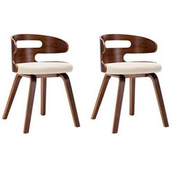 vidaXL Sillas de Comedor 2 uds Madera Curvada y Cuero Sintãƒtico Crema