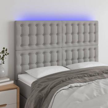 Cabecero LED Tejido 144x5x111/128 cm Gris Claro