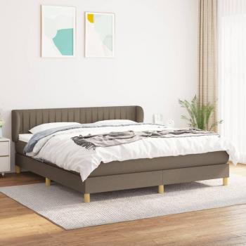 Cama Box Spring con Colchón Tapizado de Tela Gris Taupe 180x200 cm