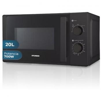 Microondas Hyundai HMW2700N 20L 700W Cristal Negro Manual con Temporizador y Modo Descongelación
