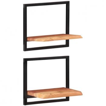 vidaXL Wall Shelves 2 pcs 40x24x35 cm Solid Wood Acacia and Steel