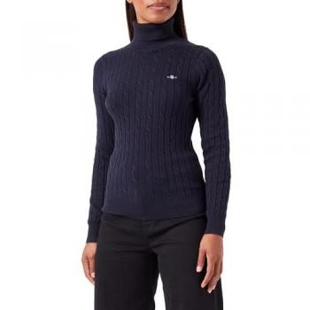 Jersey de Punto de Ochos con Cuello de Cisne para Mujer Gant en Algodón Elástico Color Azul Talla XL