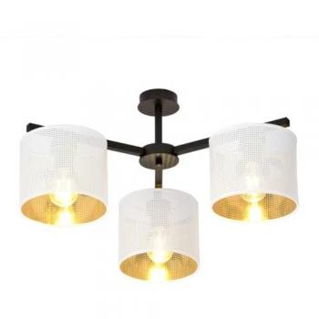 Lámpara de Techo Jordan EPIKASA - Acero con Recubrimiento de Polvo, Tejido en Negro, Blanco y Oro, 55x31x55 cm