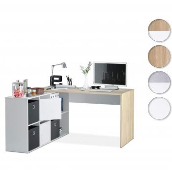 Escritorio Multiposición Reversible, Mesa Estudio, Mesa PC, Modelo Adapta XL, Acabado en Blanco Artik y Roble Canadian