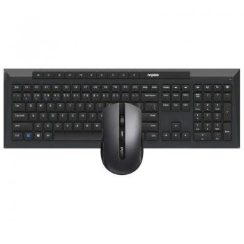 Rapoo 8210M Wireless Keyboard and Mouse Combo, Bluetooth, QWERTY Layout, Black