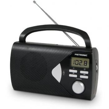 Metronic 477205 - Radio portátil, Radio Am/FM, Pantalla Digital, Alarma Opcional, Color Negro.