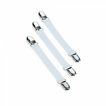 Leifheit Tirantes para fundas de tabla de planchar, pinzas tirantes para tensar la funda, tirantes blancos con una longitud de 16 a 35 cm