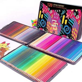 Brutfuner 120 lápices de colores cuadrados, perfectos para libros de colorear adultos, estudiantes o niños suministros de arte escolar