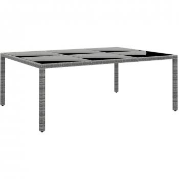 Mesa de jardín Día y Noche - Mesa jardín vidrio templado ratán sintético gris 200x150x75 cm