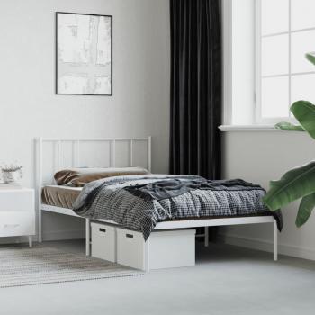Cama solar con cabecero de metal blanco 80x200 cm Vidaxl