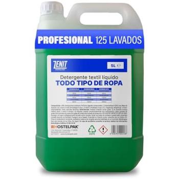 Detergente Líquido Hostelpak 5L para Todo Tipo de Ropa - 125 Lavados, Lavandería Profesional