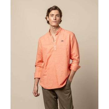 Camisa Scotta polera mao coral de lino cuello mao de hombre